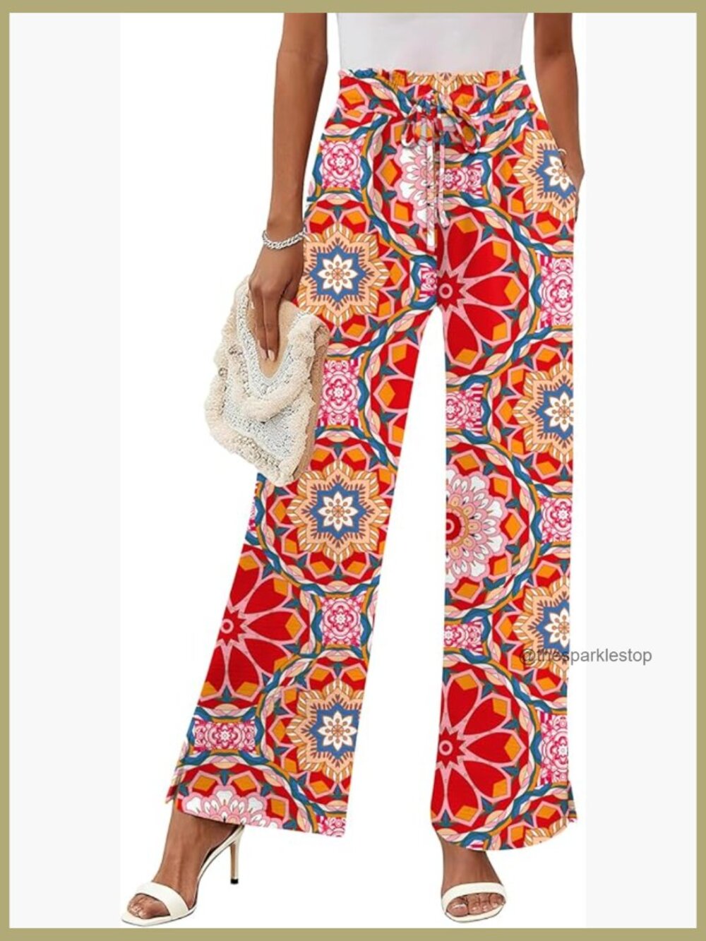 Wide Leg Palazzo Pants High Waisted Drawstring Casual Trousers with Pockets